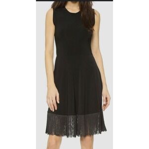 KamaliKulture x Norma Kamali Black Fringe Hem Sleeveless Dress Medium RN140399